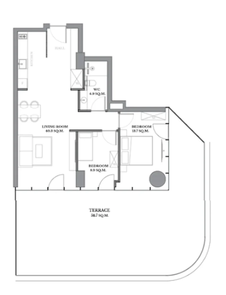 Prostorná rezidence se 2 ložnicemi o rozloze 161,30 m² v