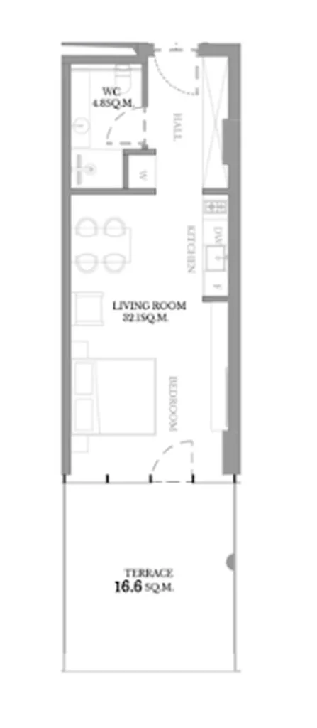 Просторная студия с увеличенной площадью 66.20 м² в