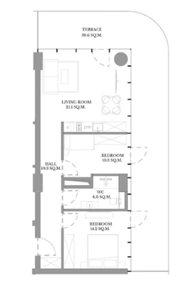 Просторная квартира с шикарной террасой 104.50 м² в