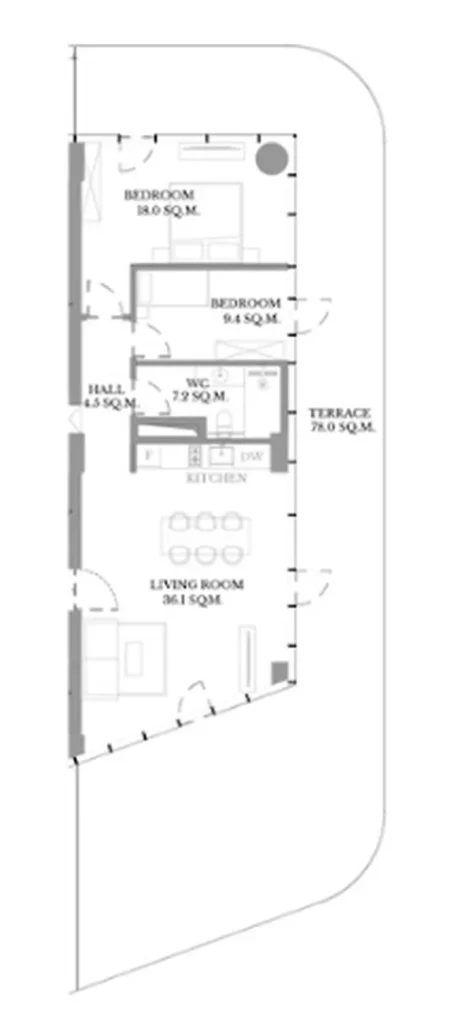 Элитная 2-комнатная квартира 153.20 м² в