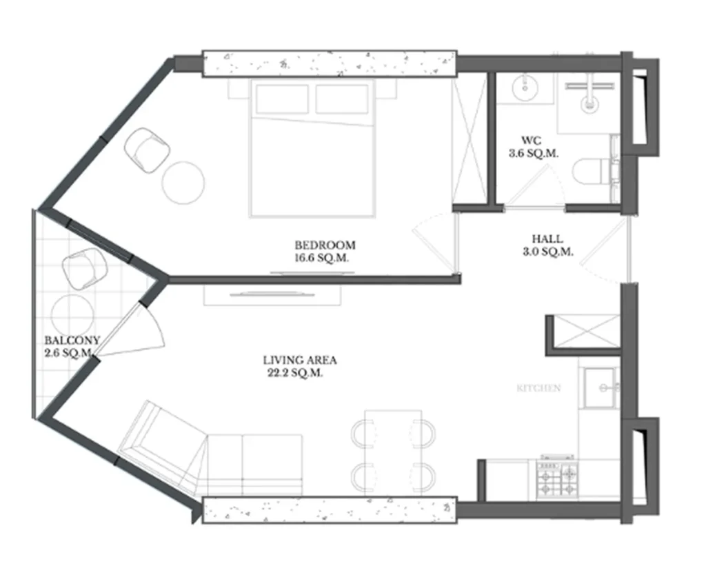 Útulný byt s 1 ložnicí 47,90 m² v