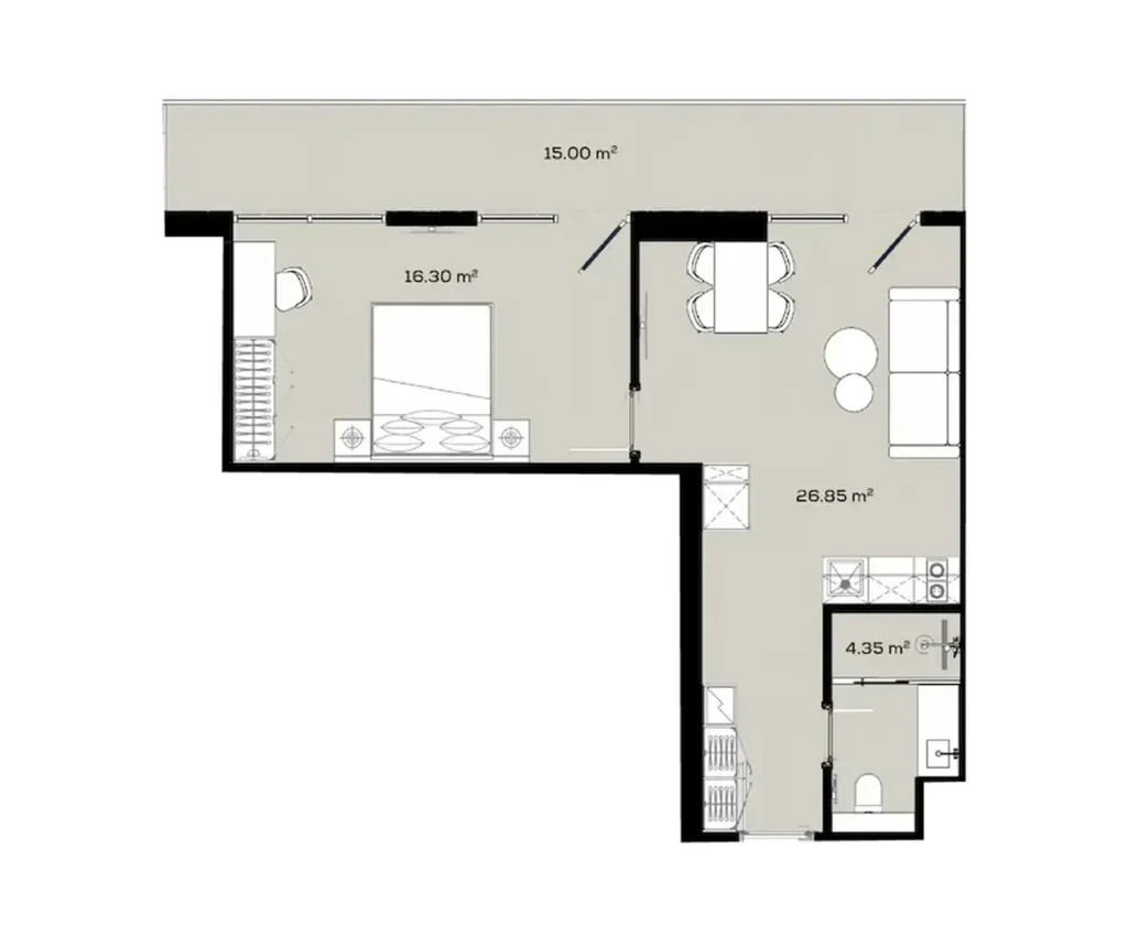 Однушка с огромной террасой у моря 62.50 м² в