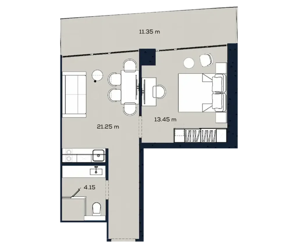 Lakonické studio s balkonem 50,20 m² v