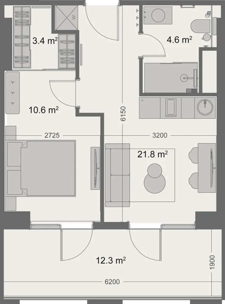 Cosy 1-bedroom flat 48.10 m² in