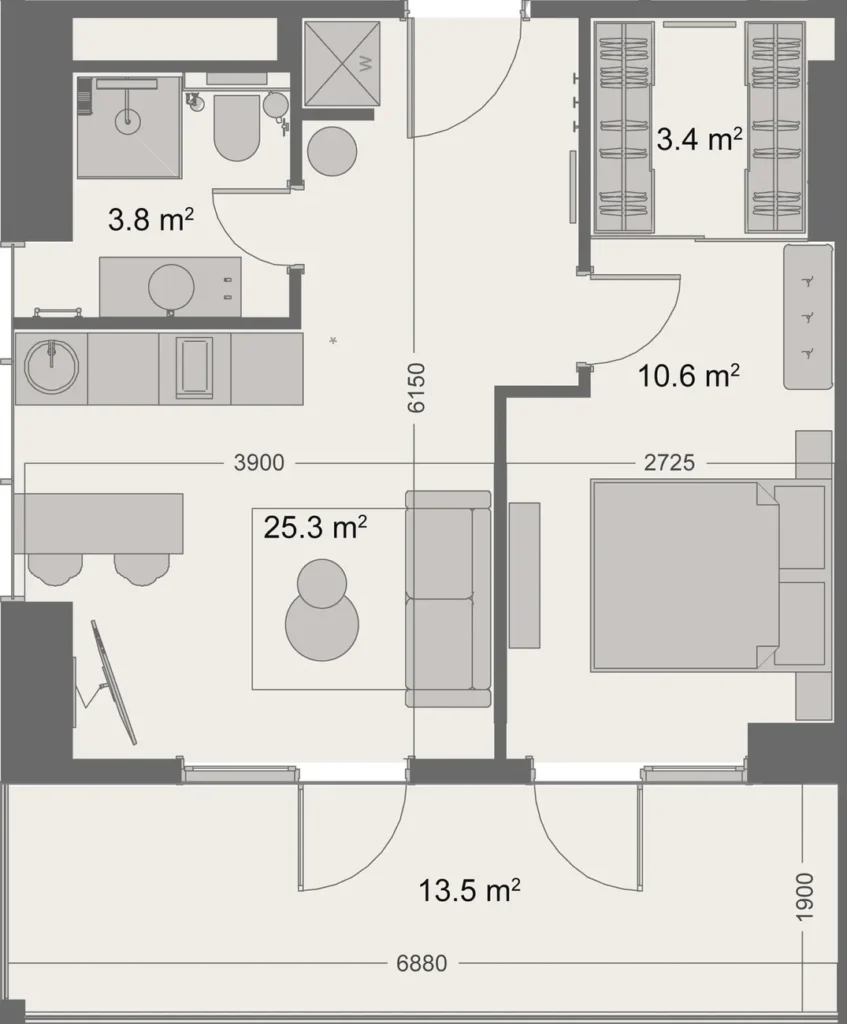 Przytulny pokój jednoosobowy z widokiem na góry 48,30 m² w