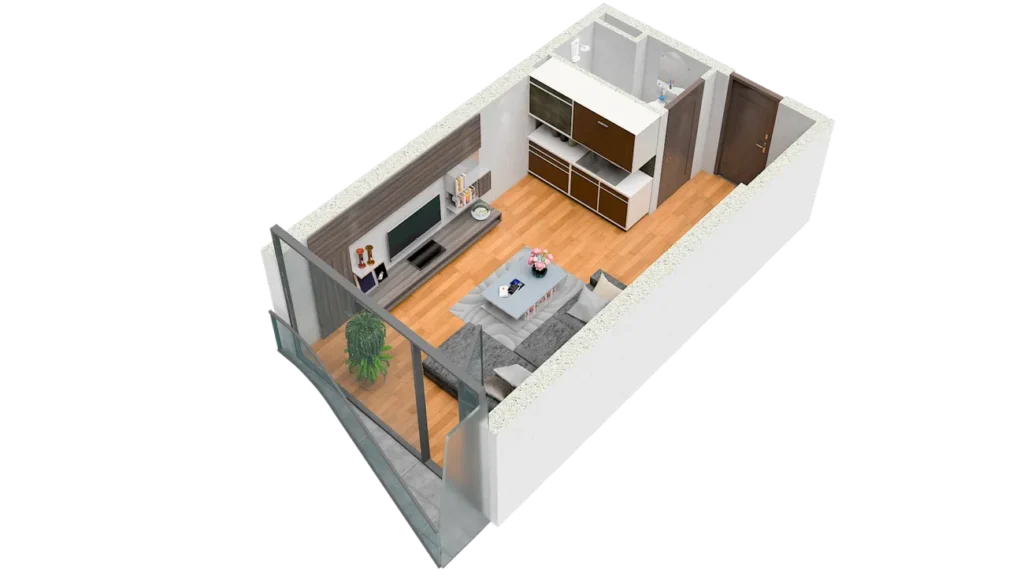 Smart compact studio of 30.50 m² in