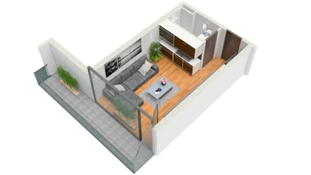 Studio compact avec balcon 30,50 m² en