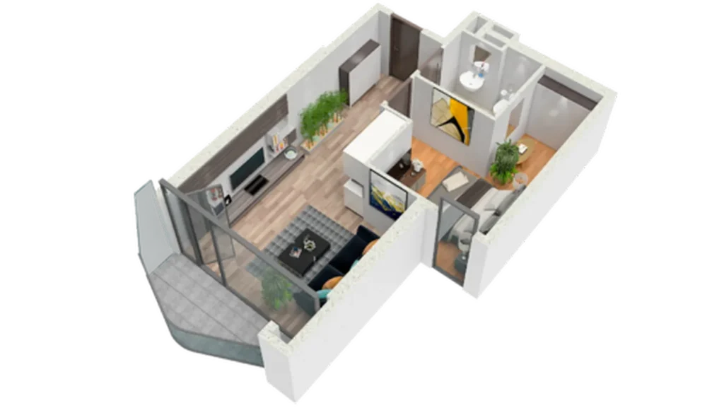 Inteligentne studio na otwartym planie o powierzchni 31,20 m² w