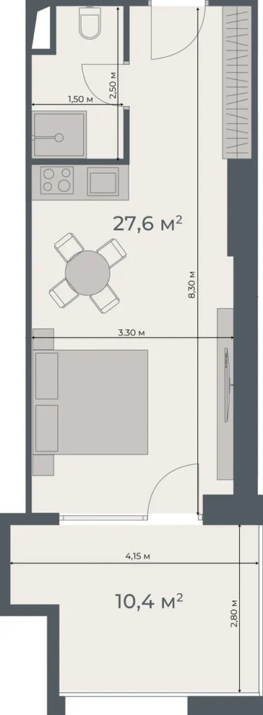 Lakoniczne studio o powierzchni 38,00 m² w