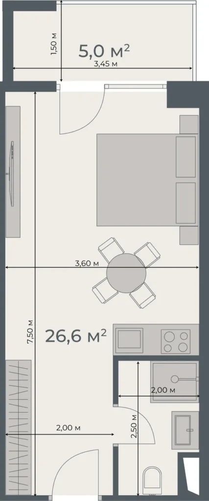 Studio laconique de 31,60 m² à