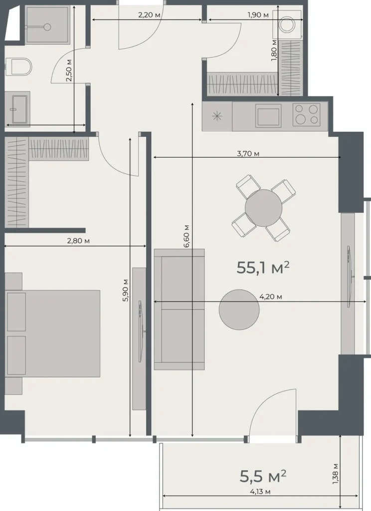 Lakoniczne studio o powierzchni 38,00 m² w