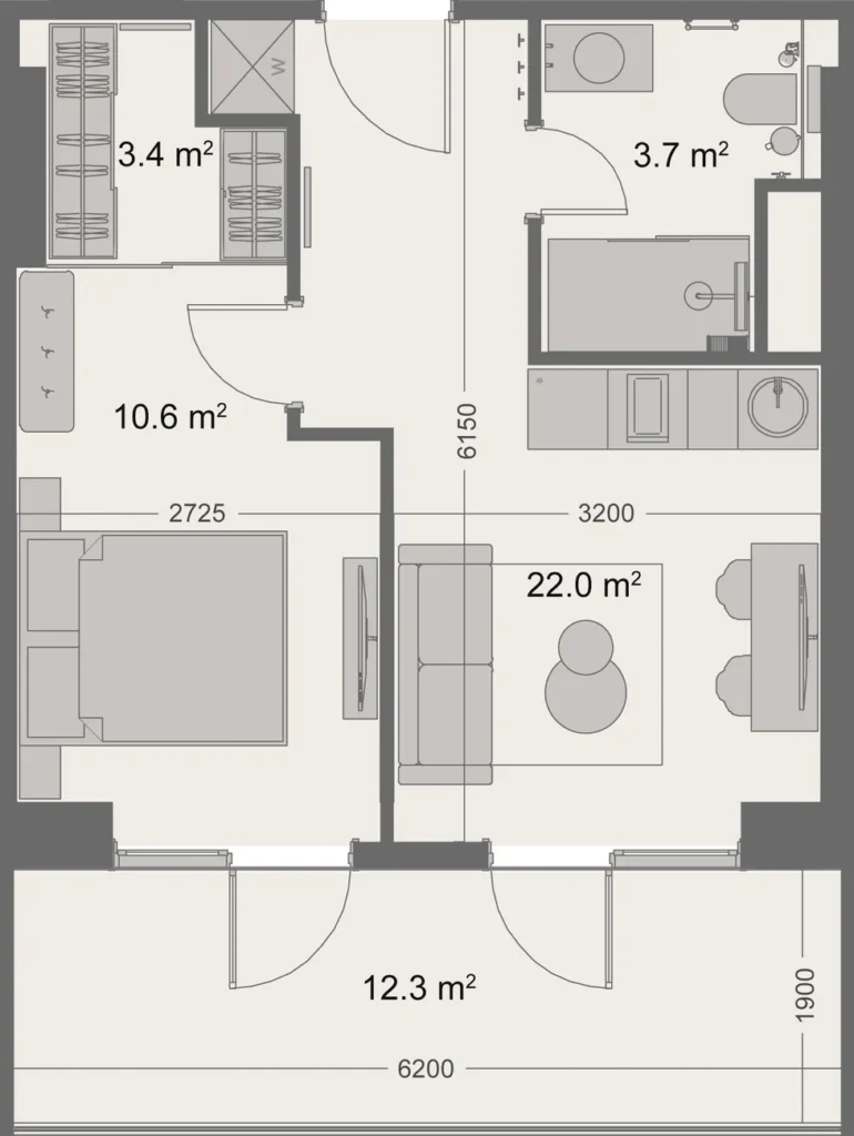 Cosy one-bedroom with mountain view 48.30 m² in