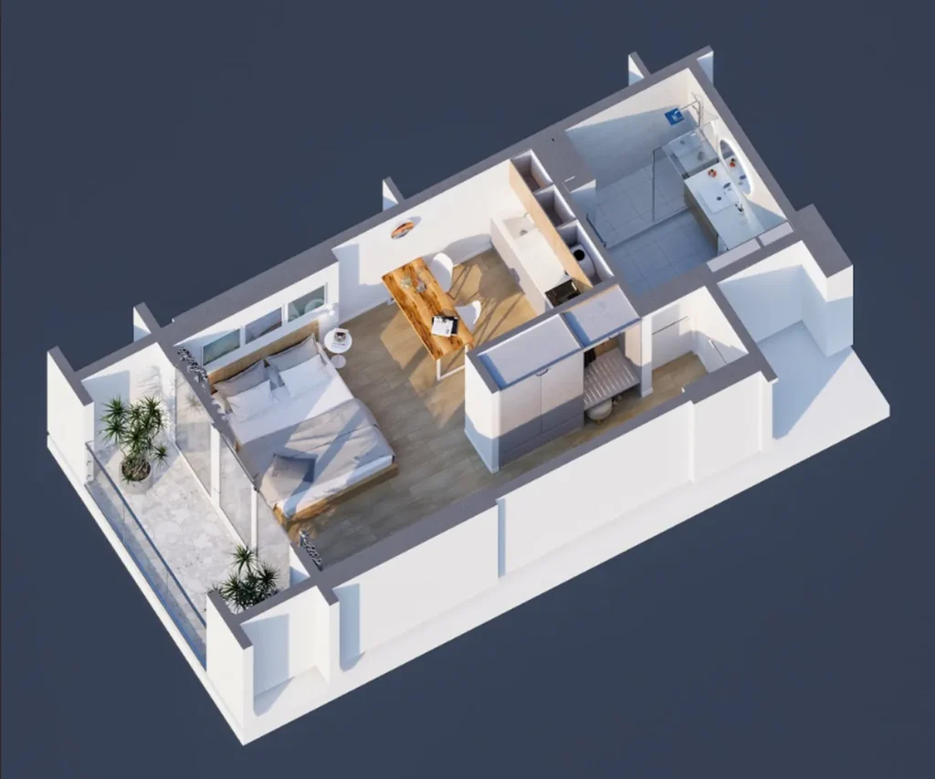 Stylish studio with sea view 36.70 m² in