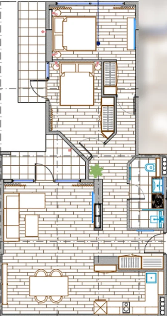 Amplio dos dormitorios con dos balcones 89,73 metros cuadrados en