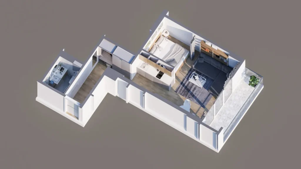 Cosy 1-bedroom studio flat 42.95 m² in