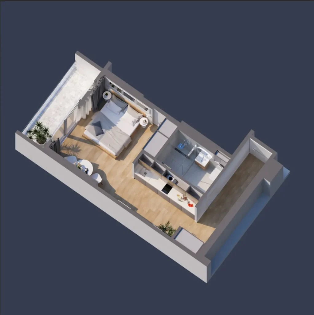 Geräumiges Studio mit Panoramablick 37,45 m² in