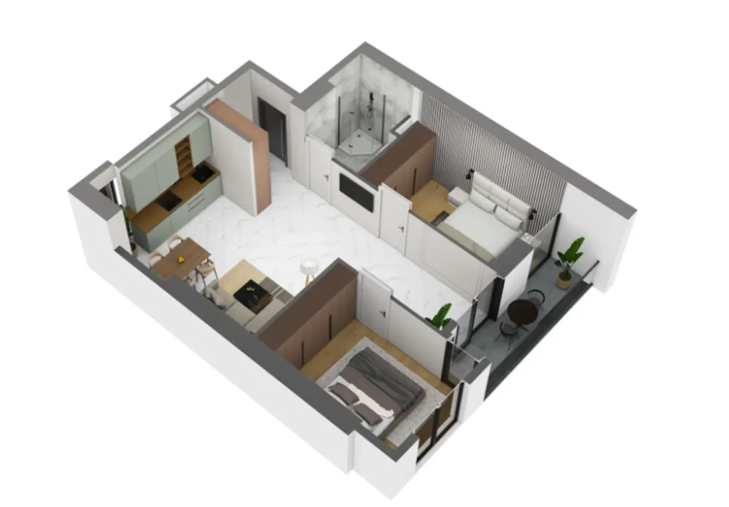 Modern 2-room flat 69.50 m² in