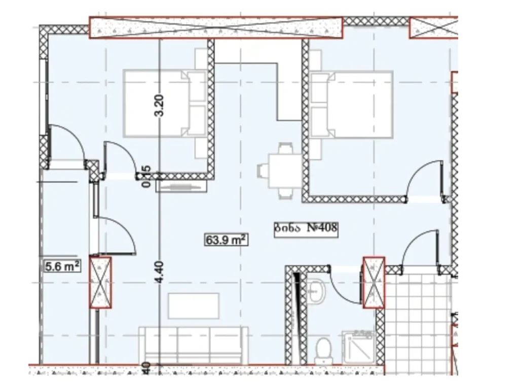 Modern 2-room flat 69.50 m² in