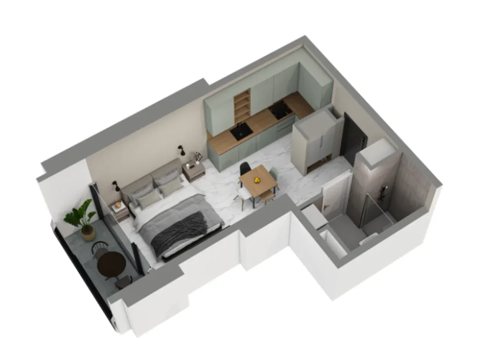 Modern studio flat 30.40 m² in