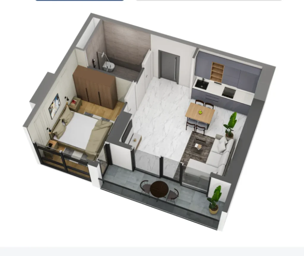 Exclusive 1-bedroom flat 44.90 m² in