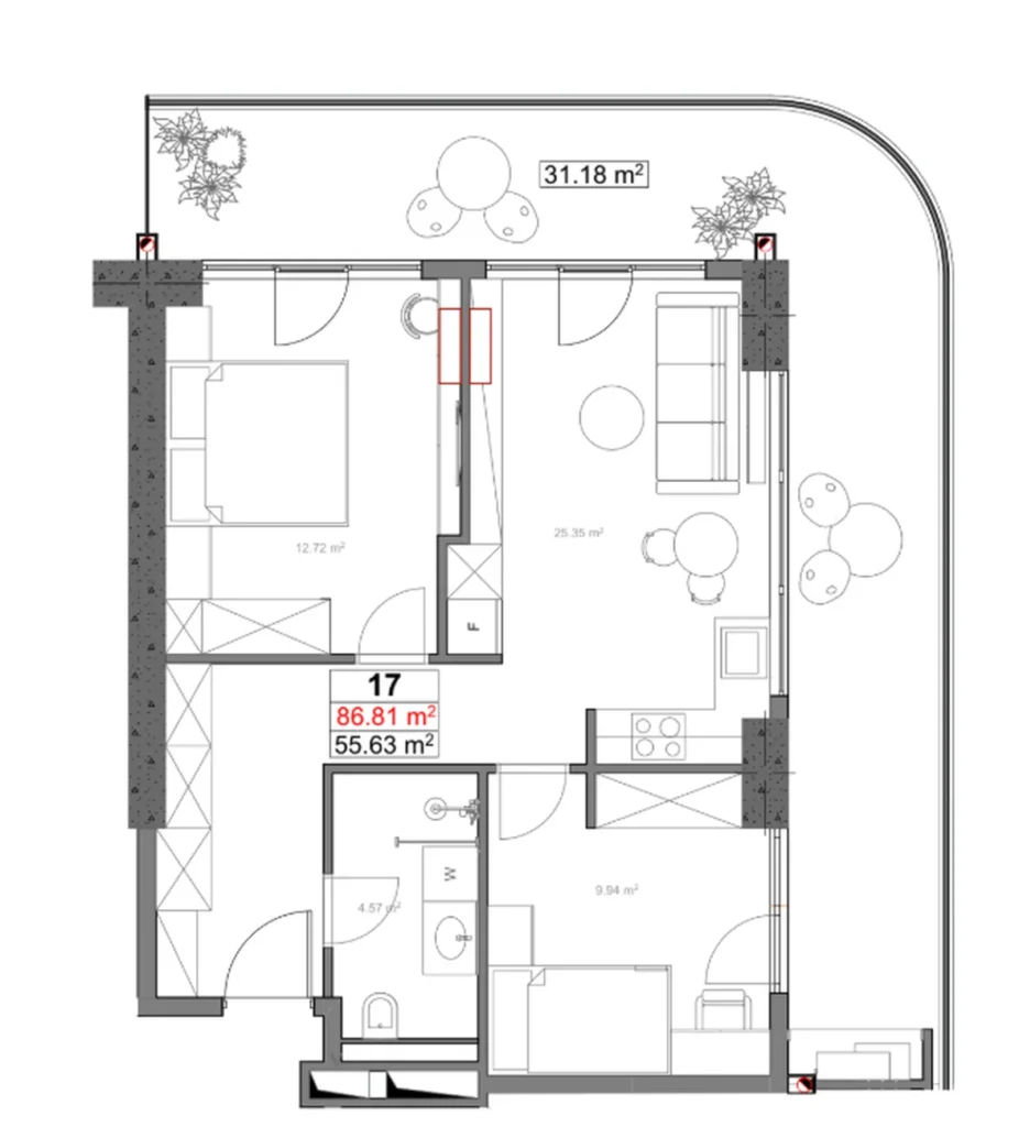 Modern 2-bedroom flat 86.81 m² in
