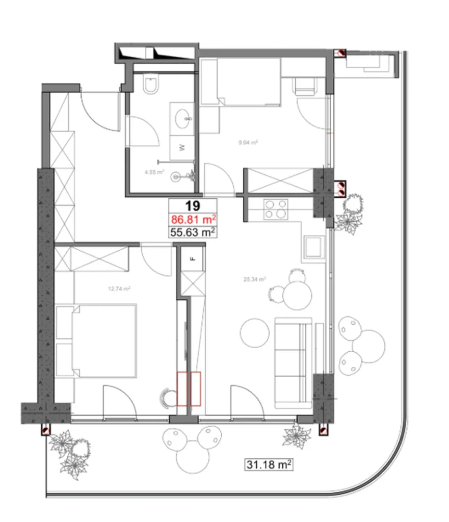 Zweizimmerwohnung mit Panoramaterrasse 86,81 m² in