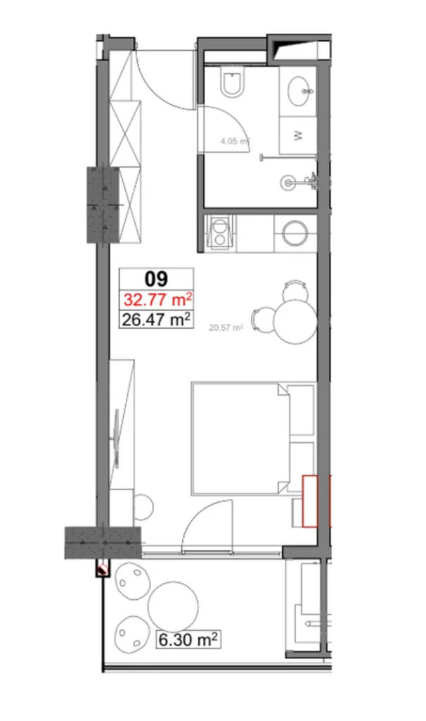 Cosy apartment of 32.77 m² in