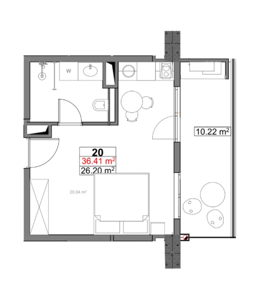 Functional cosy studio 35.77 sq. m. in