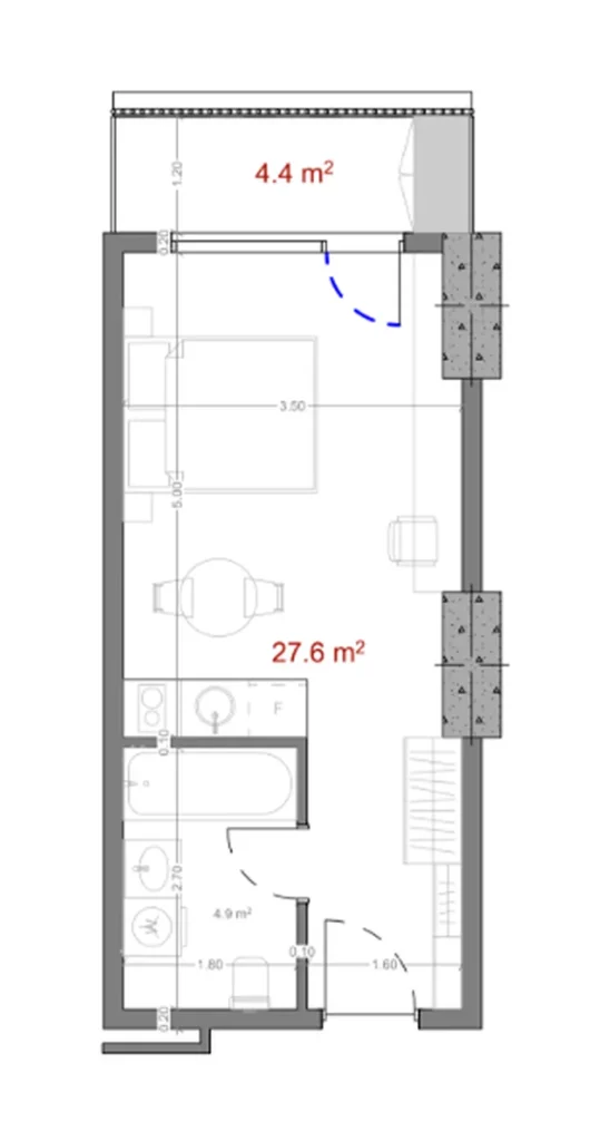 Smart studio with a view 32.80 m² in