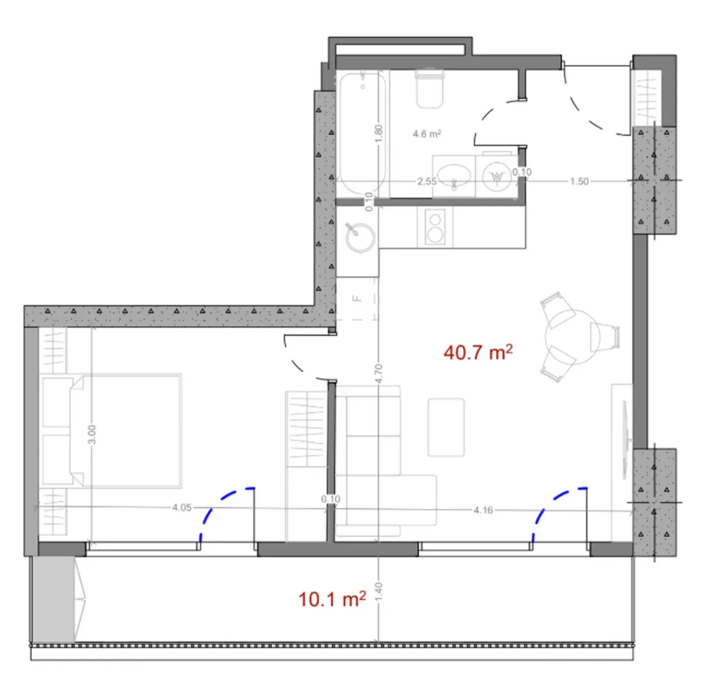 Jasny, panoramiczny apartament z jedną sypialnią o powierzchni 52,50 mkw. w