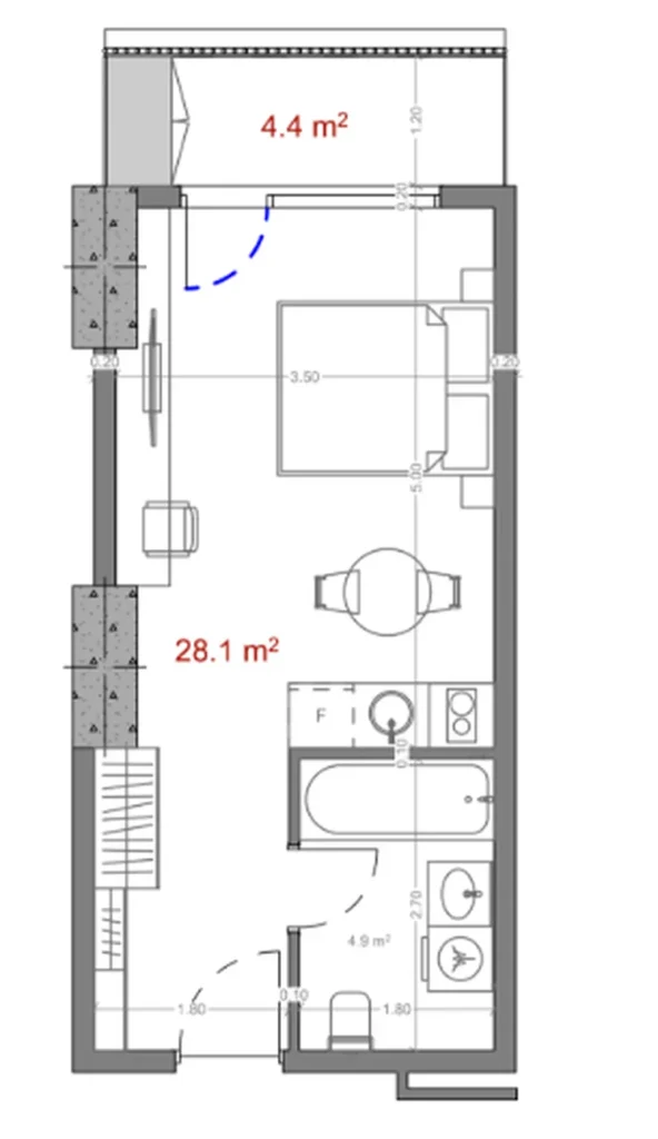 View studio 34.50 m² in