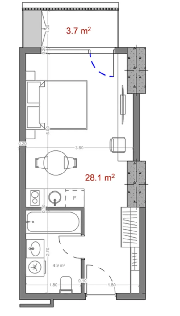 Cosy studio with panorama 33.00 m² in