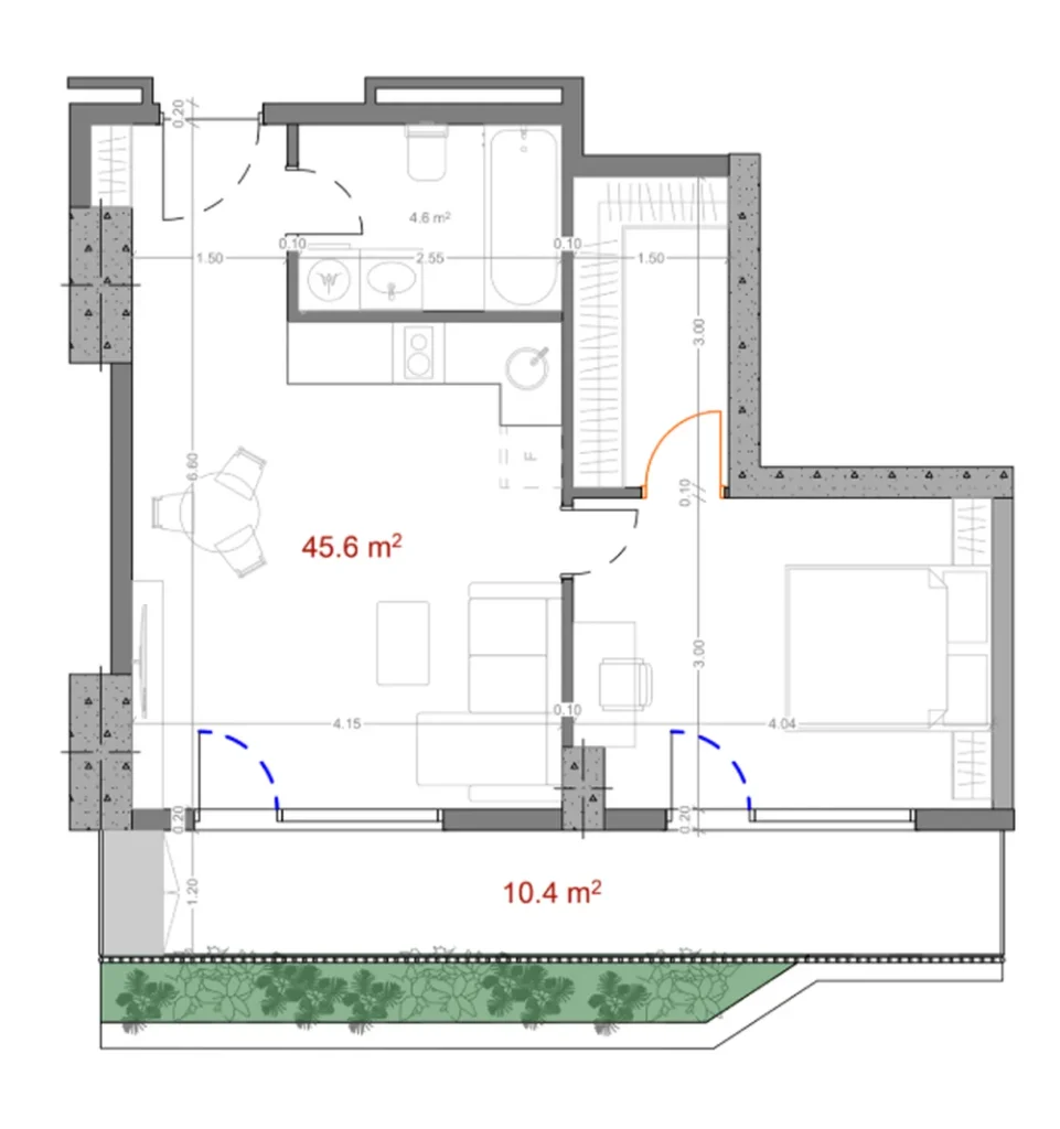 Luksusowe mieszkanie z jedną sypialnią o powierzchni 109,60 mkw. w