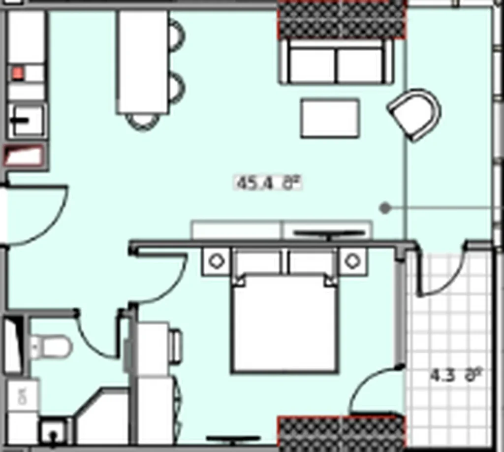 Cosy one-bedroom with a view 49.70 m² in