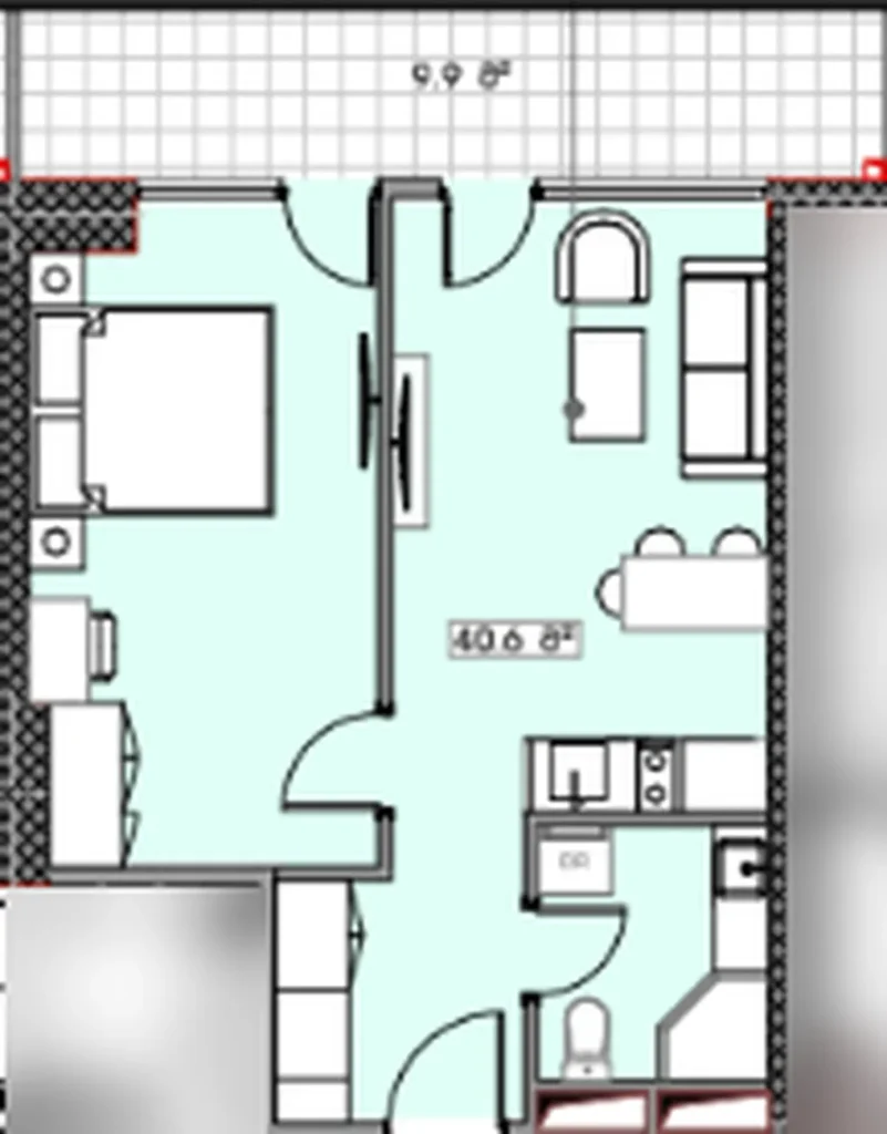 Bright one-bedroom apartment with large terrace of 50.50 m² in