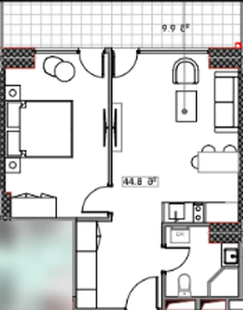 Elegant studio flat with harbour view 54.70 m² in