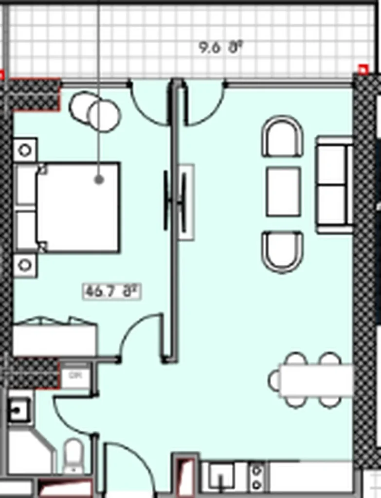 Panoramiczny pokój jednoosobowy z widokiem na miasto 56,30 m² w
