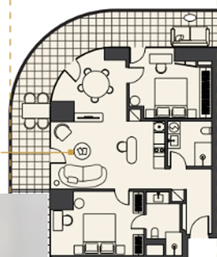 Jednopokojový byt s terasou u moře 109,10 m2 v