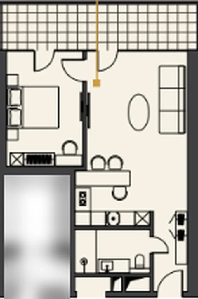 Светлая 1-комнатная квартира 66.80 м² в