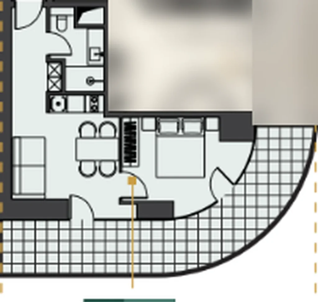 Unique one-bedroom with triple view 56.90 m² in