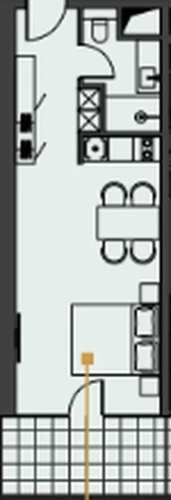 Panoramiczne studio na wyspie o powierzchni 39,25 m² w