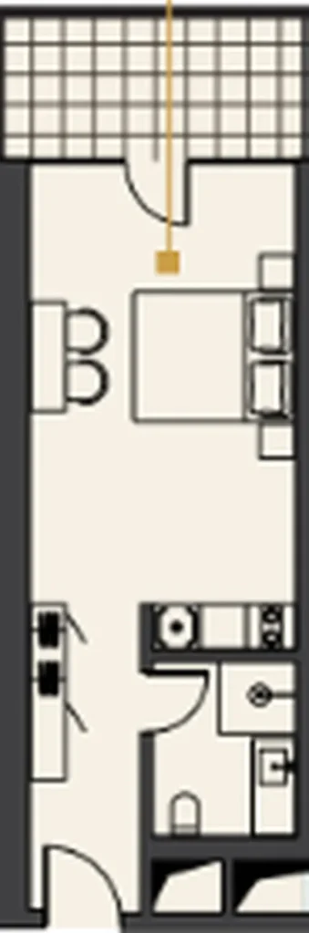 Bright studio on the third floor of 38.55 m² in