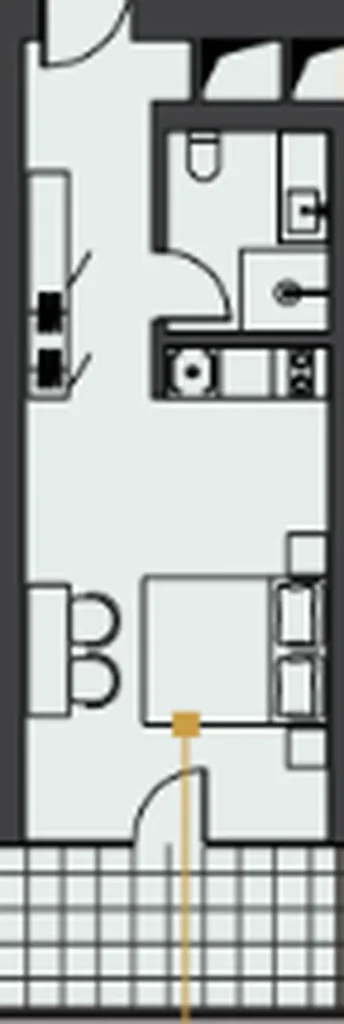 Panoramiczne studio z balkonem o powierzchni 37,10 m² w