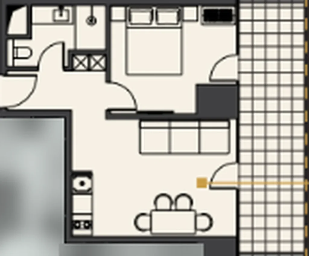 Studio panoramique avec terrasse de 53.45 m² à