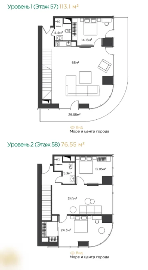 Exkluzivní dvoupodlažní mezonetová rezidence o rozloze 189,65 m2 v