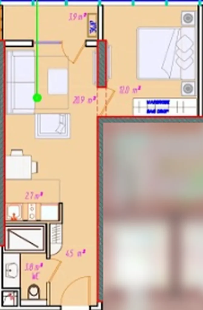 Cosy one-bedroom with terrace 44.20 m² in