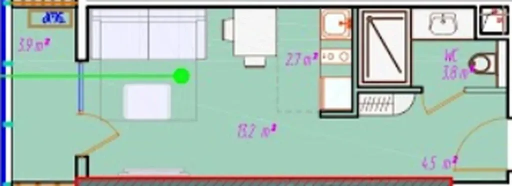 Spacious studio with terrace 37.00 m² in