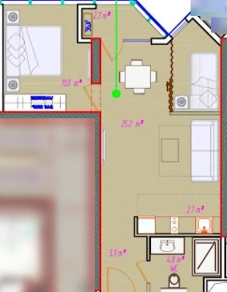 Przestronny i jasny apartament z jedną sypialnią o powierzchni 52,60 mkw. w