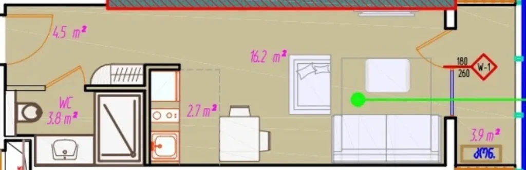 Modern studio 32.00 m² in