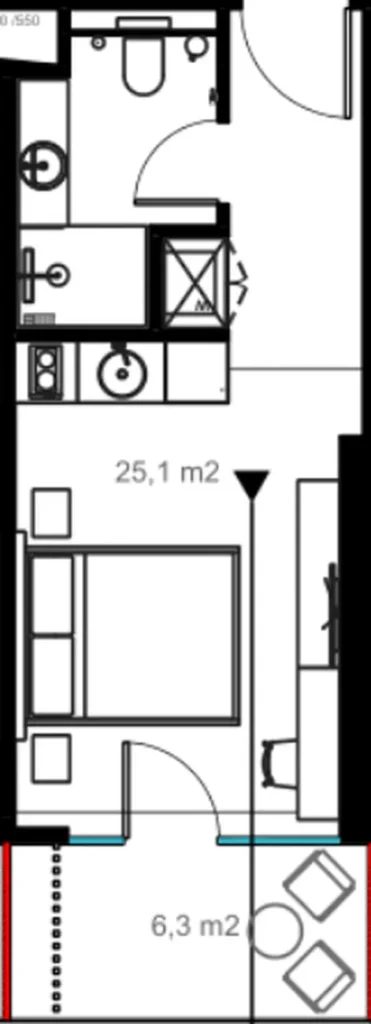 Комфортная студия 31.40 м² в